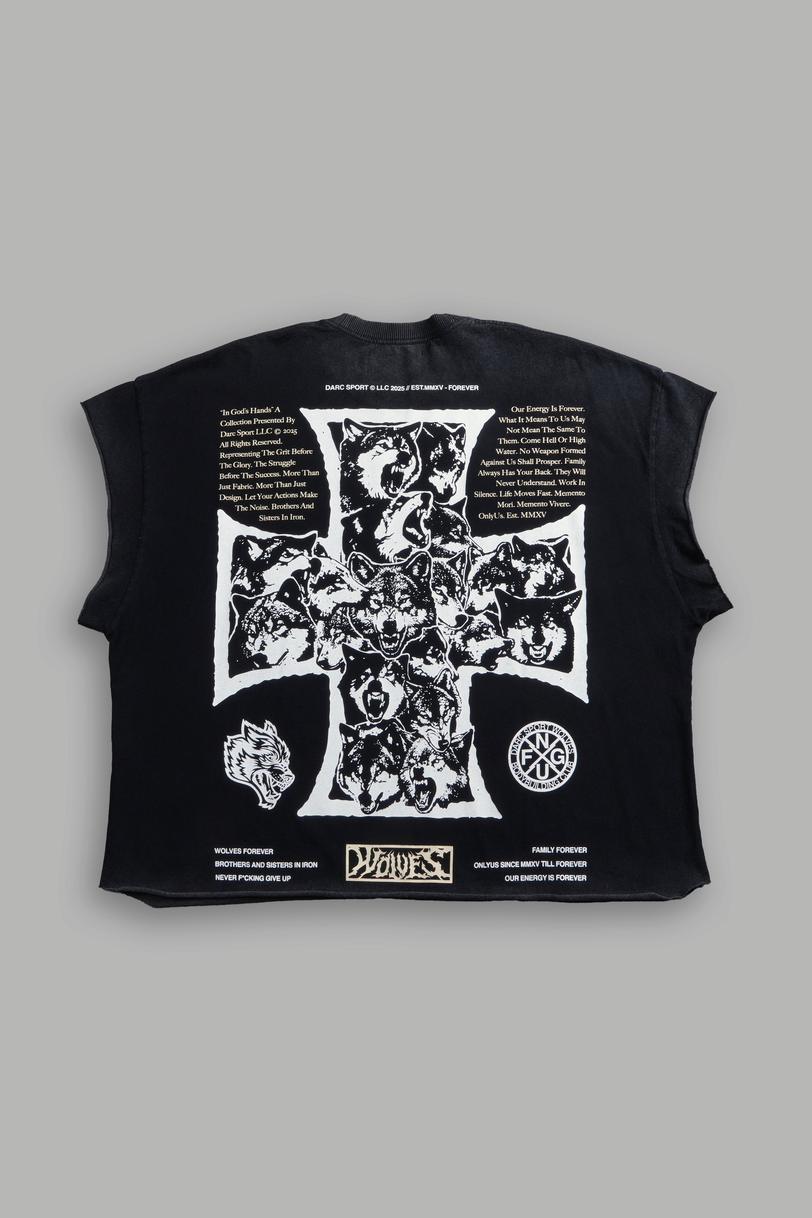 Iron Wolf Pack Grunge Cut-Off Tee in Black – DarcSport