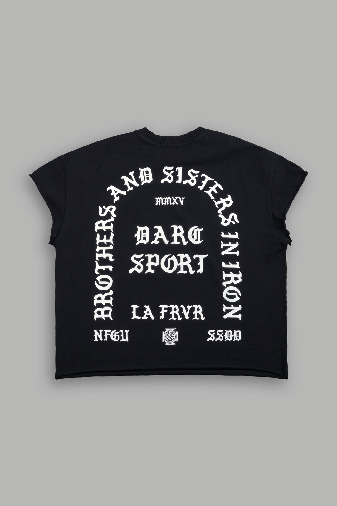 La Cherub Grunge Mid Length Raw Hem Cap Sleeve Tee in Black