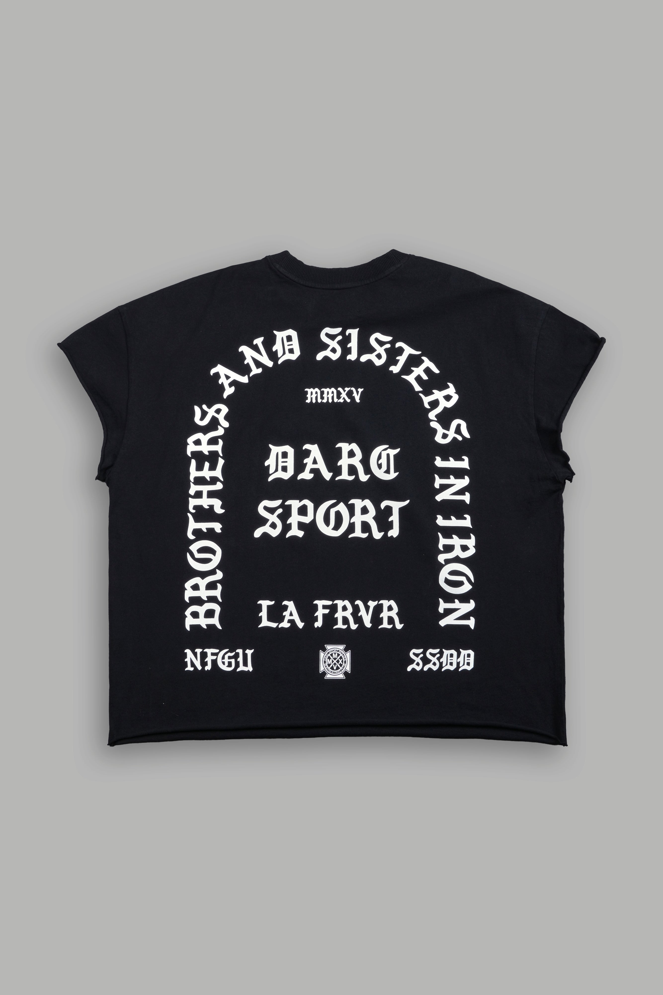 La Cherub Grunge Mid Length Raw Hem Cap Sleeve Tee in Black