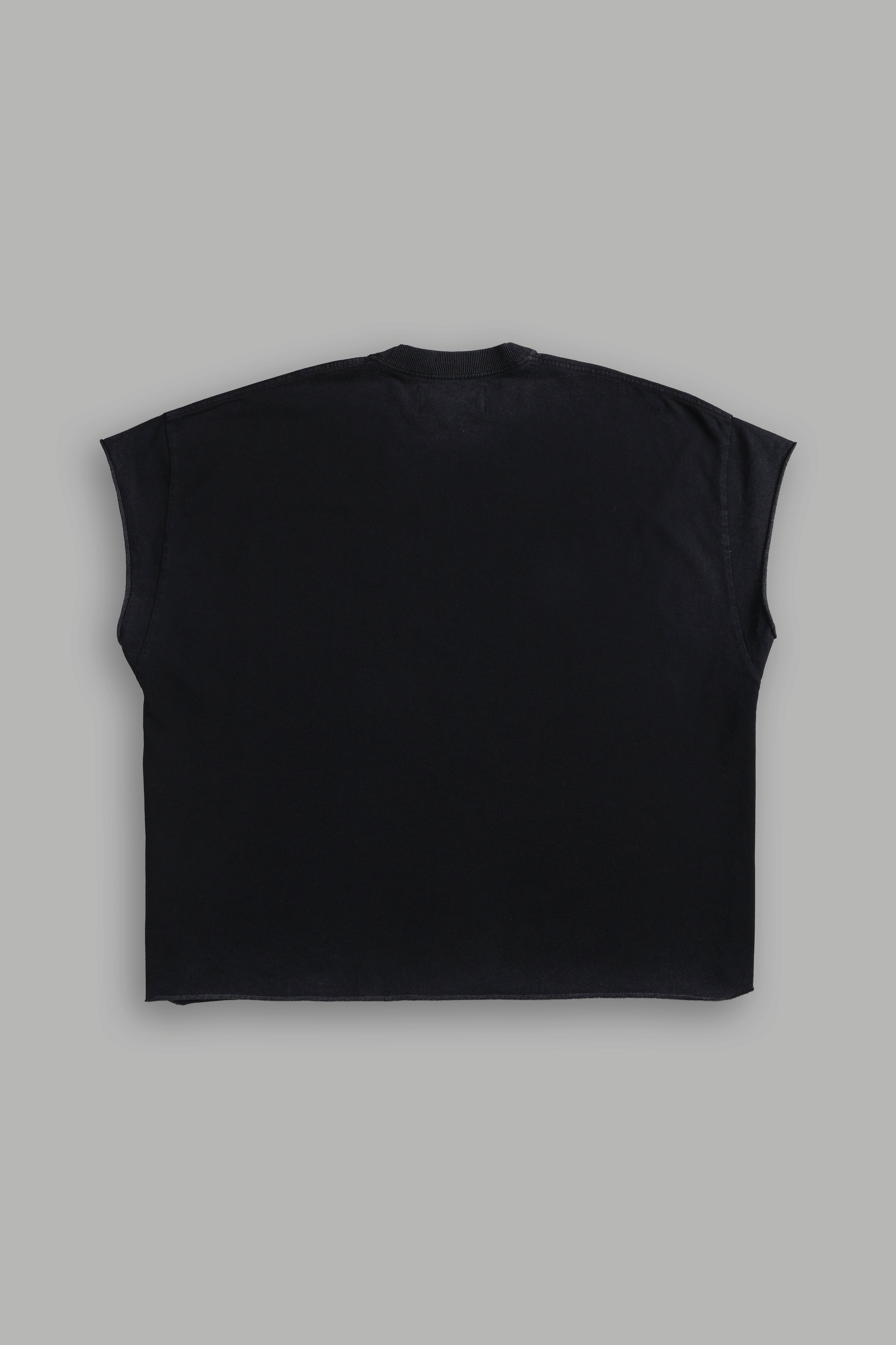 Don't Sleep Grunge Cut-Off Tee in Black