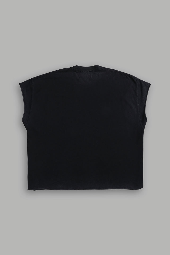 Don't Sleep Grunge Cut-Off Tee in Black