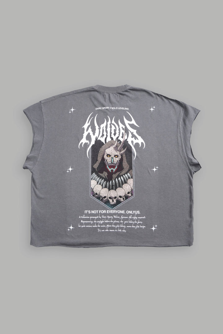 Shadow Shaman Grunge Cut-Off Tee in Dove Gray