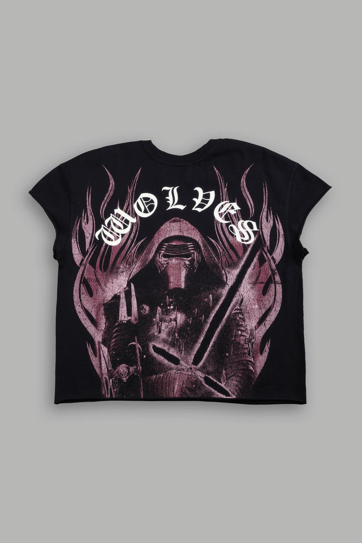 Crossguard's Fury Grunge Mid Length Raw Hem Cap Sleeve Tee in Black
