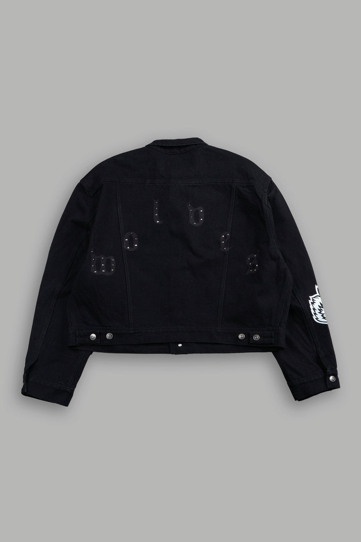 Nuestra Senora Cropped American Denim Jacket In Black