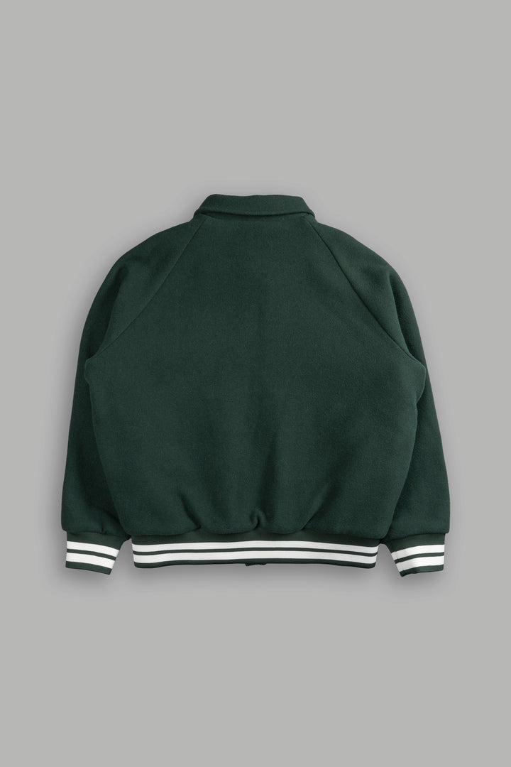 Our Wish Letterman Jacket in Forest Green