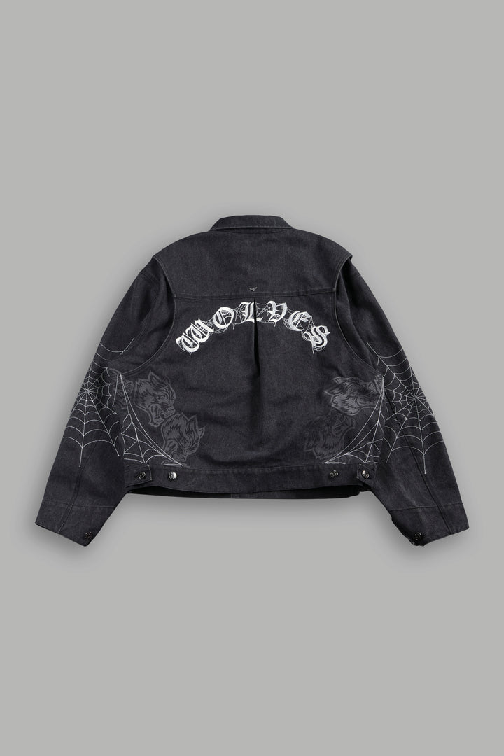 Sashiko Wolves Lunnis Jacket in Black