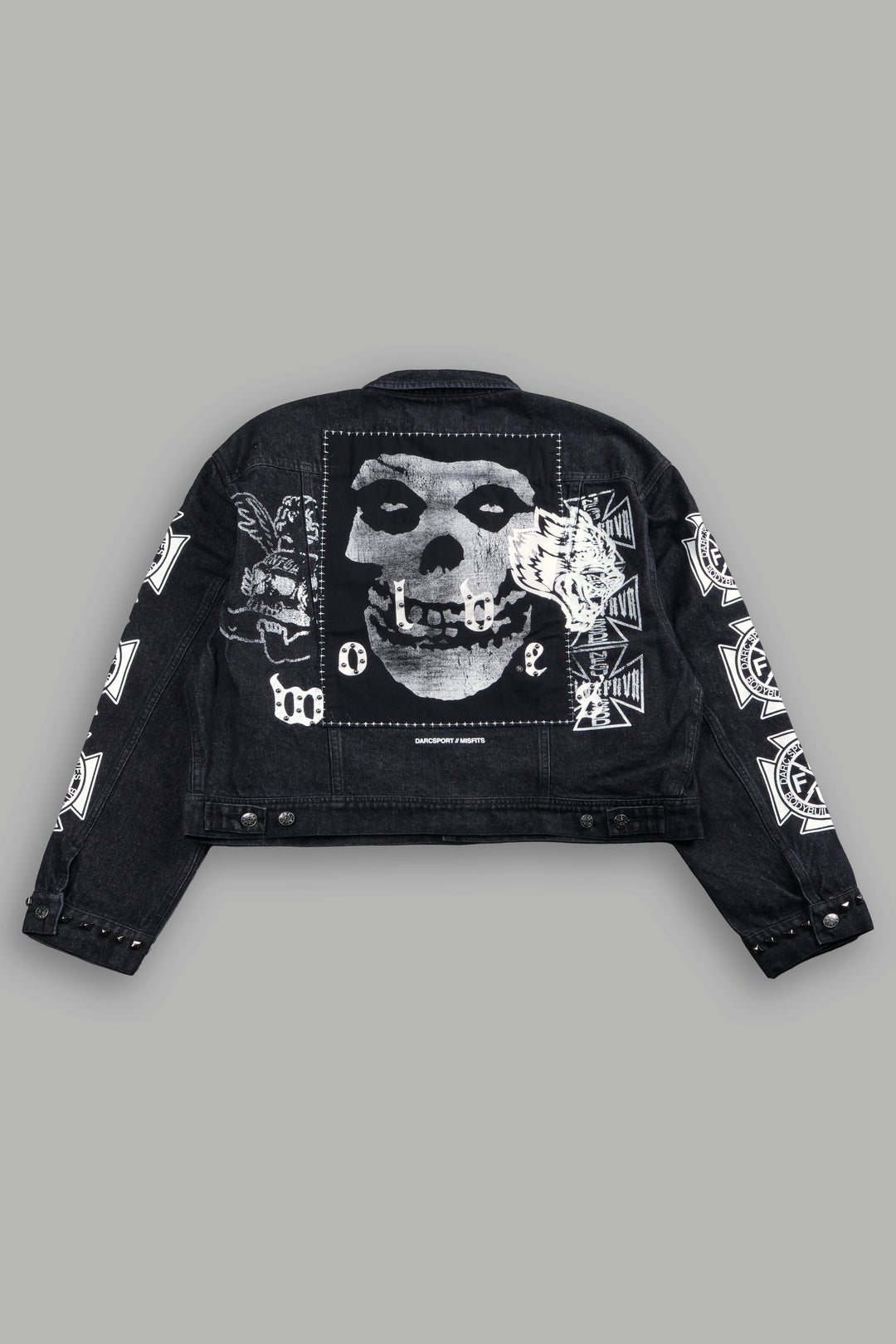 Wolves Blood Cropped American Denim Jacket in Black