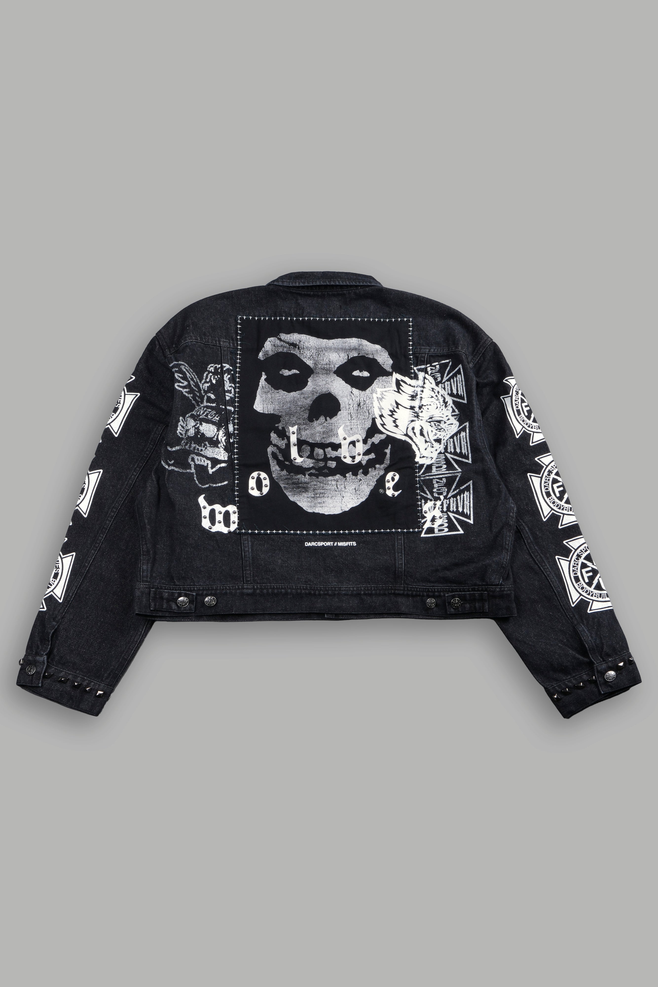 Wolves Blood Cropped American Denim Jacket in Black