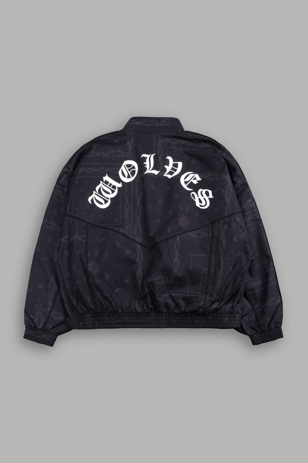 Thorned Paisley Quinn Track Jacket in Black Thorn Paisley