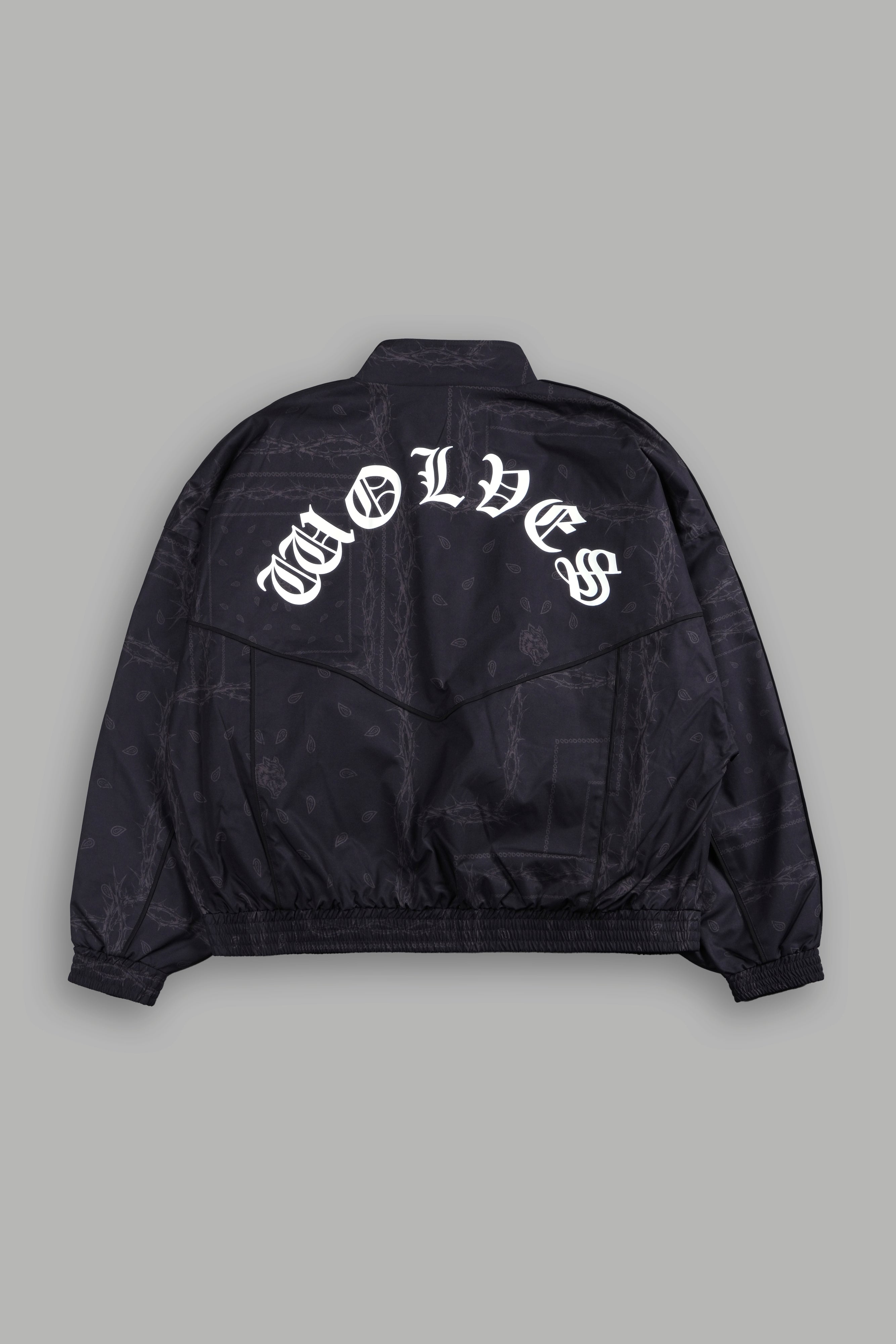 Thorned Paisley Quinn Track Jacket in Black Thorn Paisley