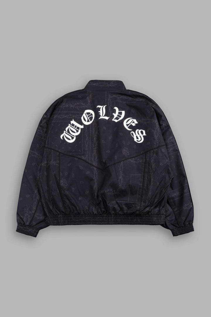 Thorned Paisley Quinn Track Jacket in Black Thorn Paisley