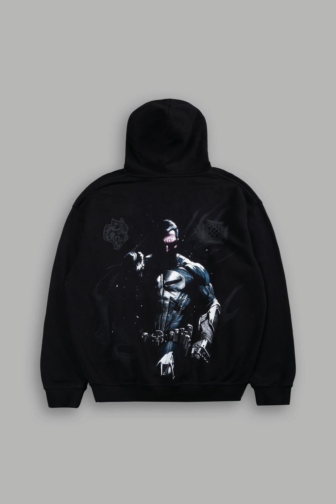 Punisher "Box Cut" Pierce Hoodie in Black