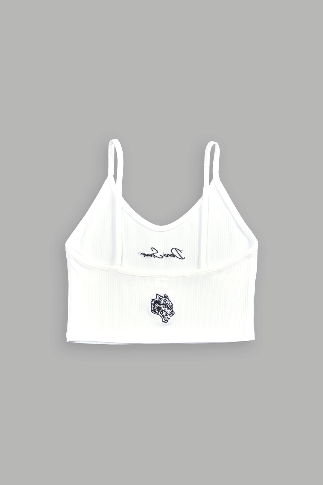 Written Spaghetti Crop Tank in White