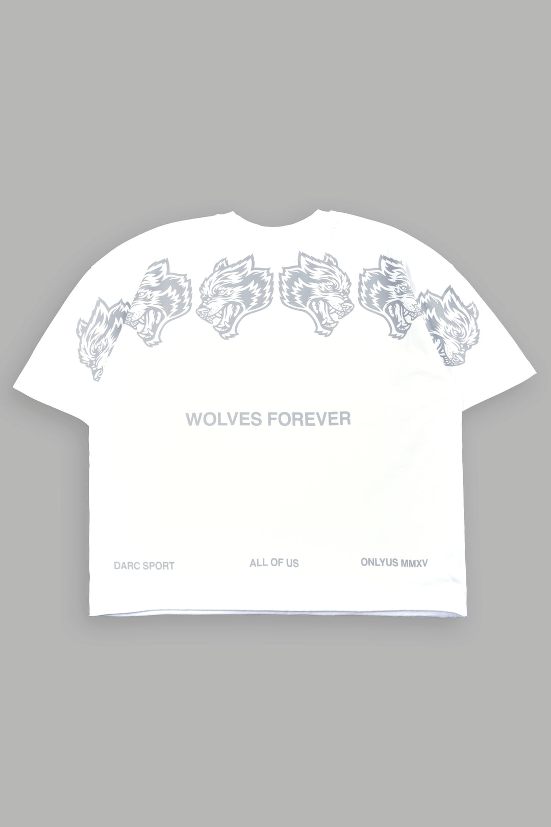 Wolves Have Your Back Distressed Grunge Mid Length Raw Hem Tee In White