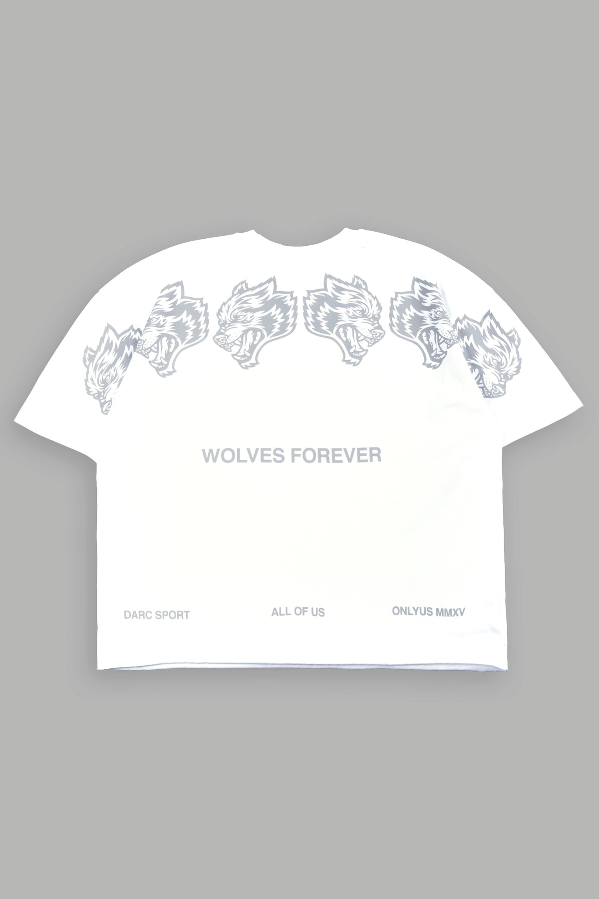 Wolves Have Your Back Distressed Grunge Mid Length Raw Hem Tee In White