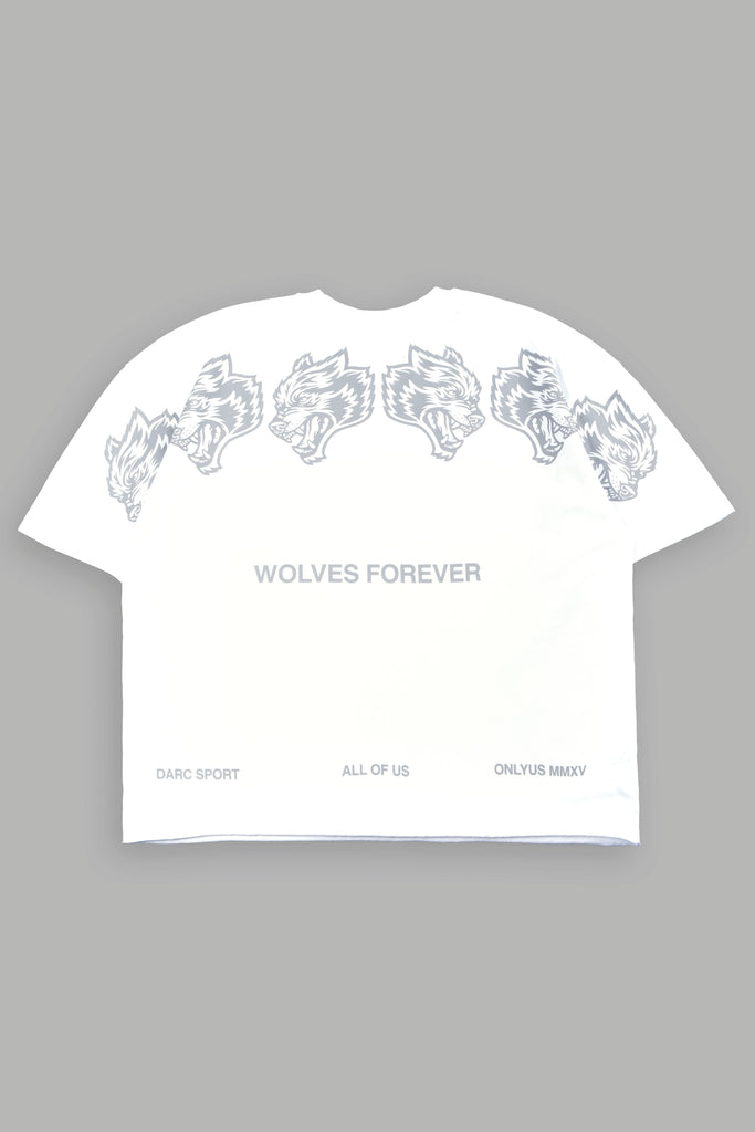 Wolves Have Your Back Distressed Grunge Mid Length Raw Hem Tee In