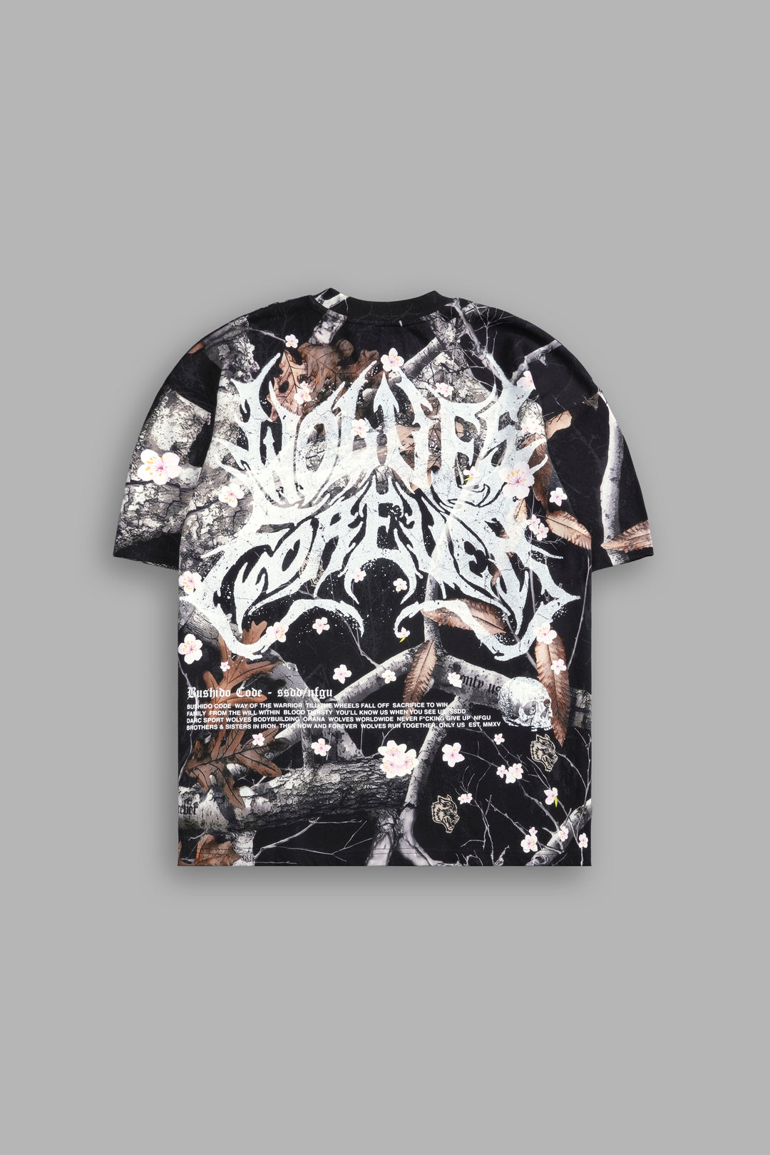 Metal Cherry Blossom "Premium" Oversized Tee in Darc Woodland Camo