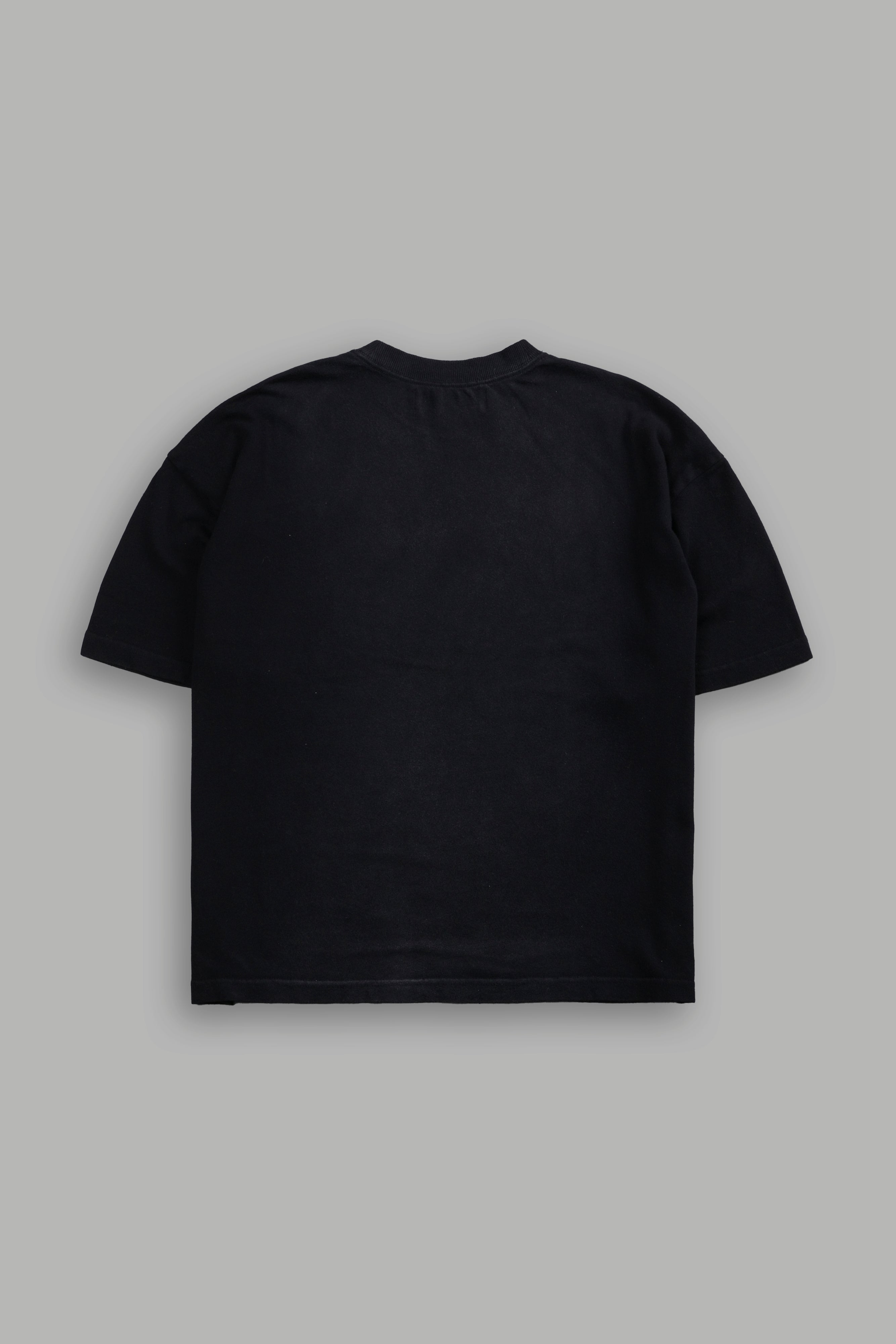 Our Wolf Forever Box Cut "Pump Cover" Tee in Black Spine Sun Fade