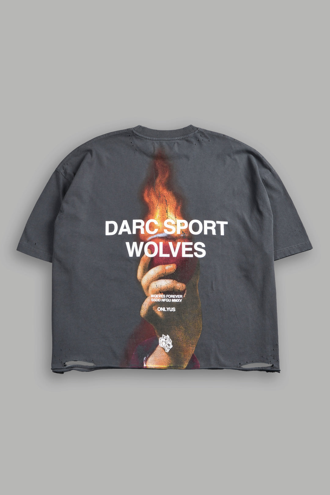 Sangrado Distressed Grunge "Box Cut" Tee in Slate Gray