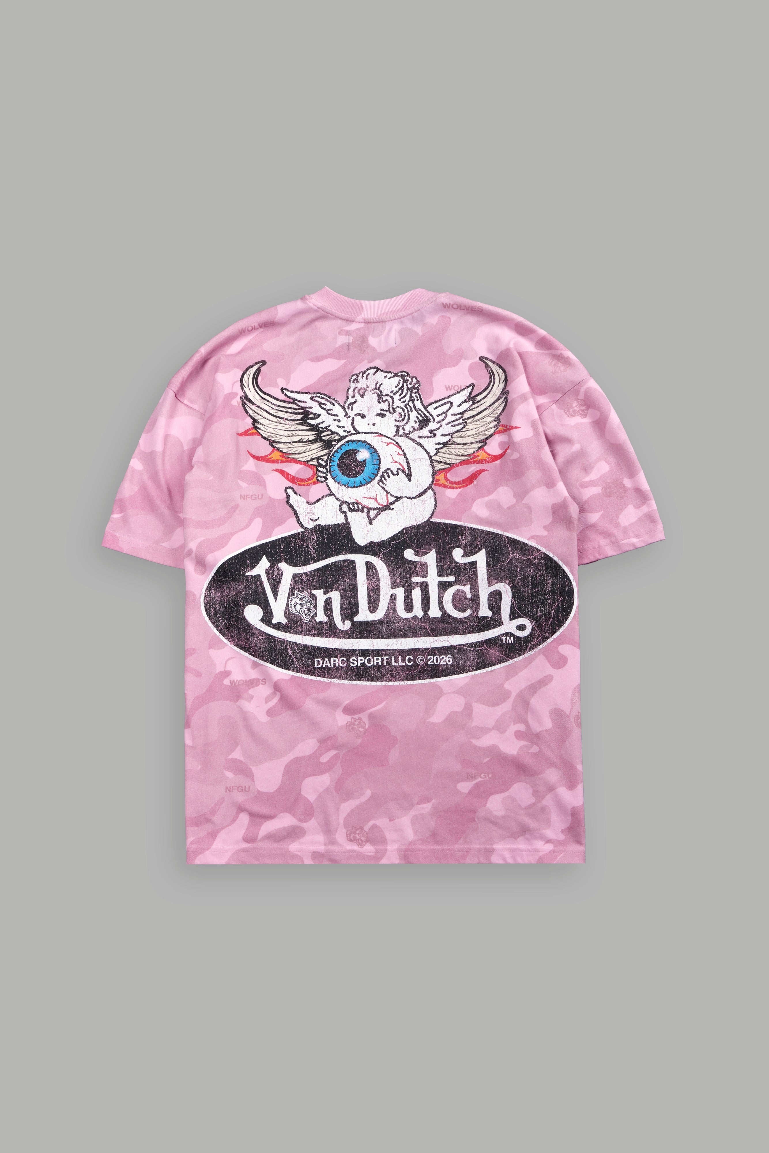 Von Wild V2 Premium Oversized Tee in Dsvd Bubblegum Camo