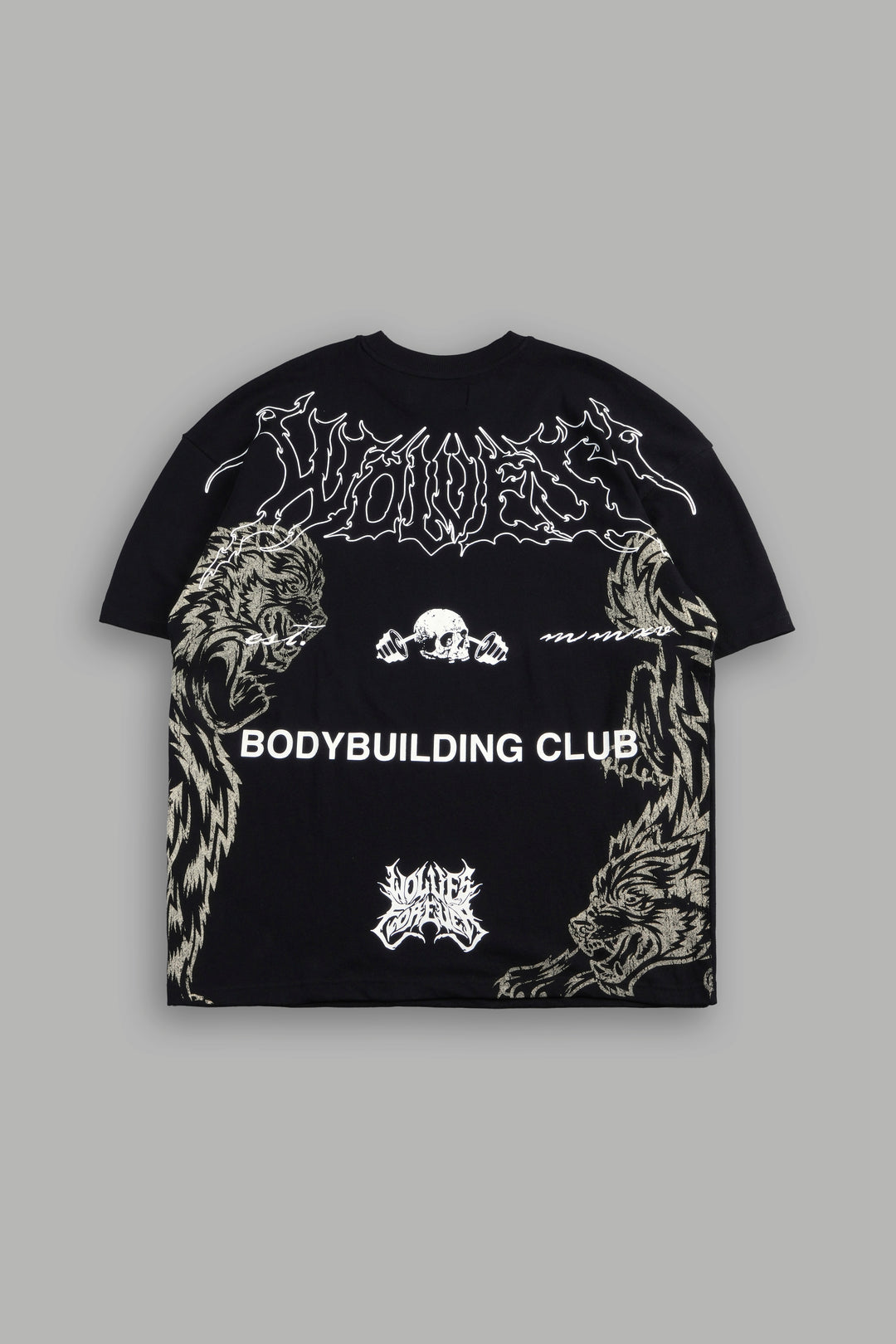 Wolves Bodybuilding Club Premium Tee In Black
