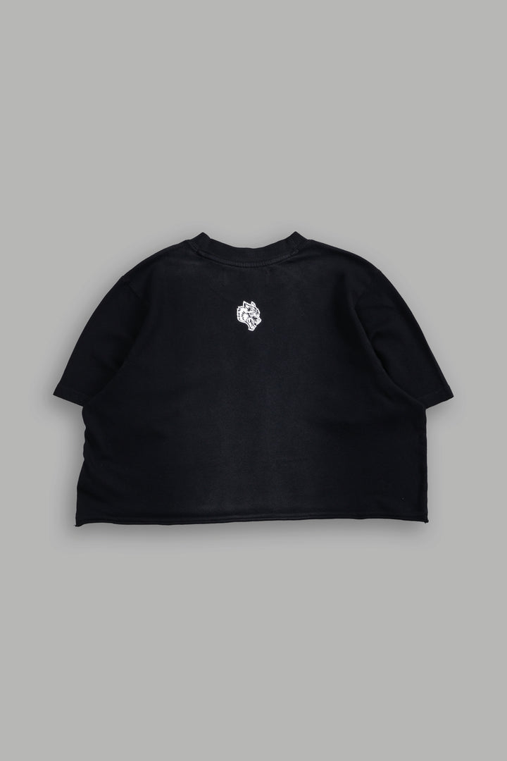 Our Script "Premium" (Cropped) Tee in Black Spine Sun Fade