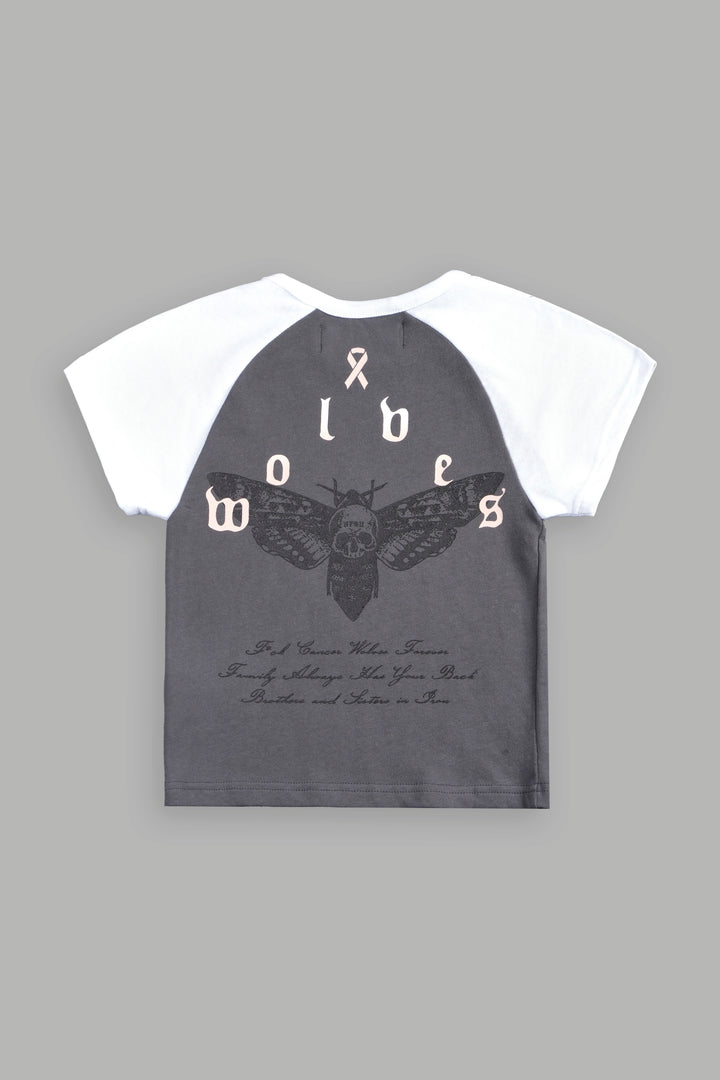 Moth Pyramid Lina Raglan Baby Tee In Slate Gray