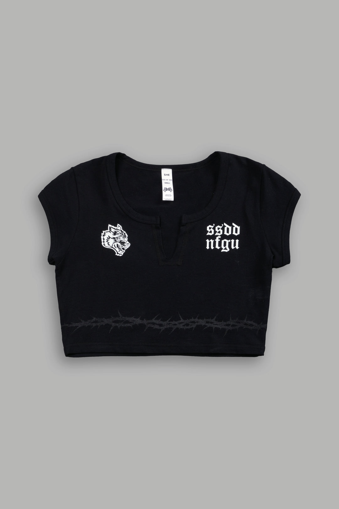 SSDDNFGU Thorns "Josie" Crop Baby Tee in Black