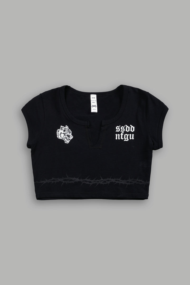 SSDDNFGU Thorns "Josie" Crop Baby Tee in Black