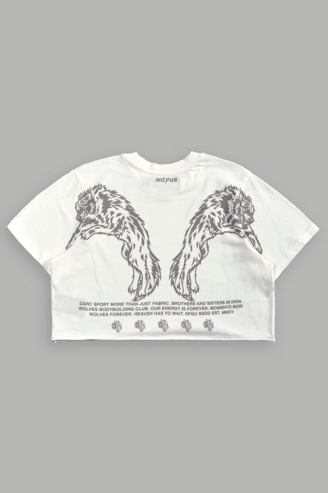 Onlyus Wolves Premium Cropped Tee In Cream