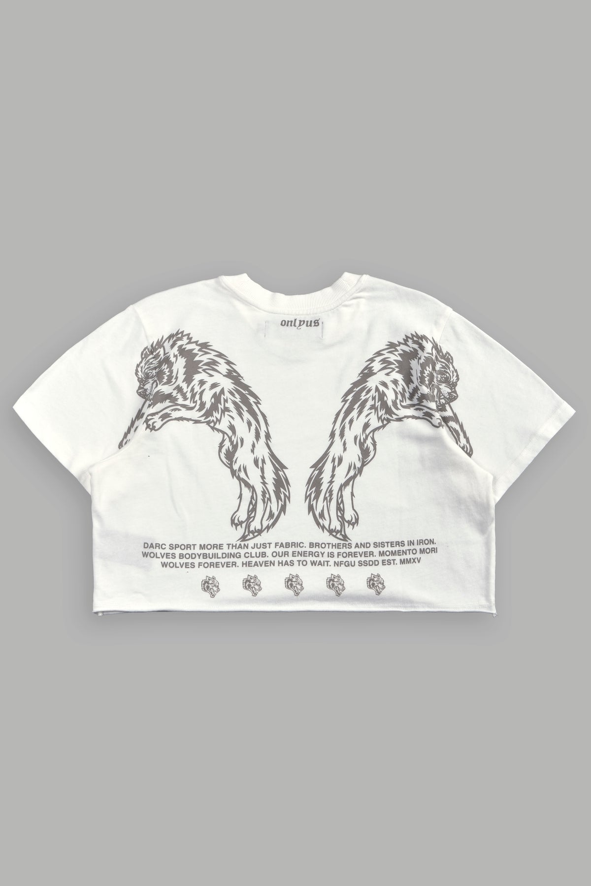 Onlyus Wolves Premium Cropped Tee In Cream