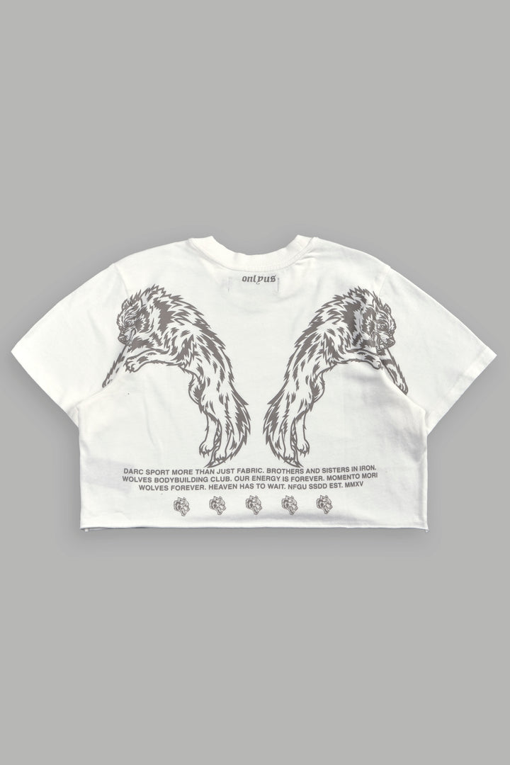 Onlyus Wolves Premium Cropped Tee In Cream