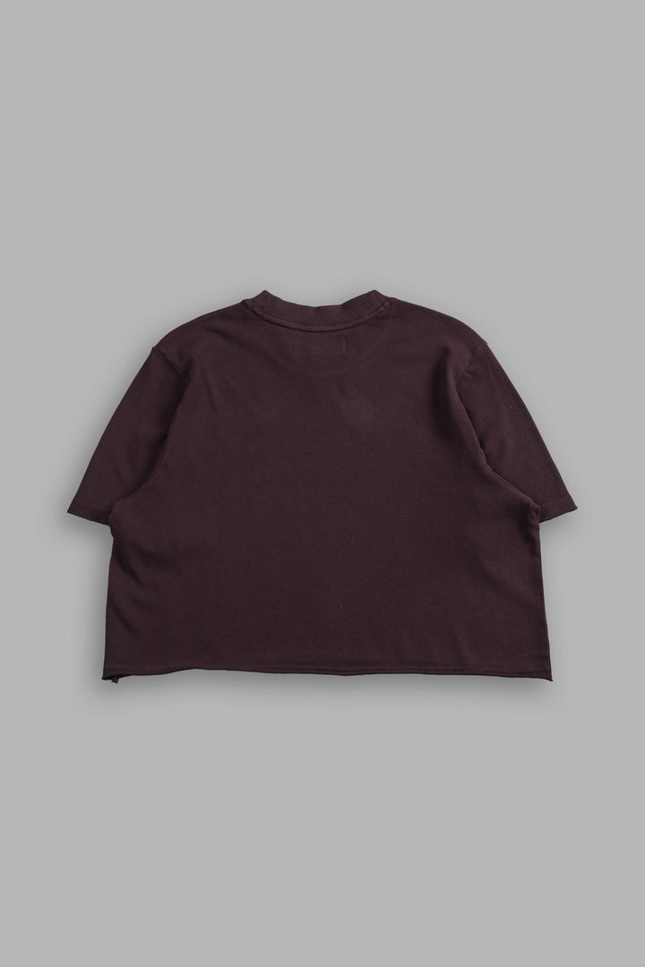 Drip Hesh Distressed Oversized (Cropped) Tee in Darc Garnet
