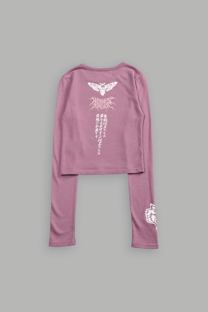 Moth Kanji L/S "Baby" Tee in Pink Smoke