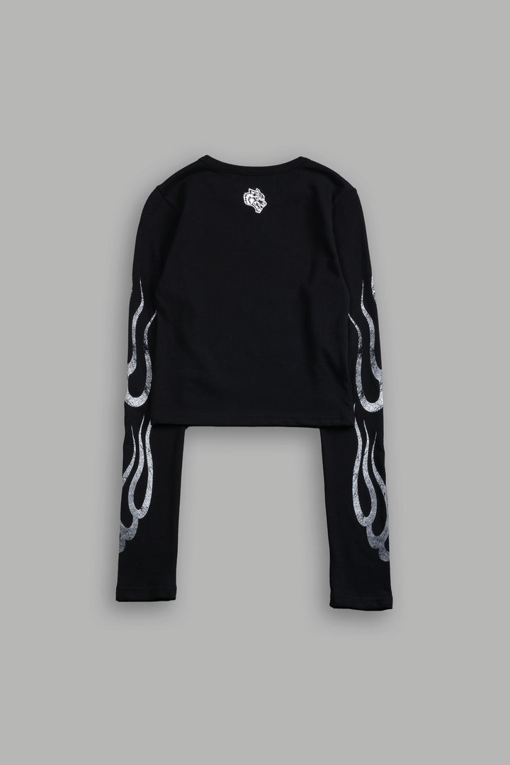 Wolves Flame L/S "Baby" Tee in Black
