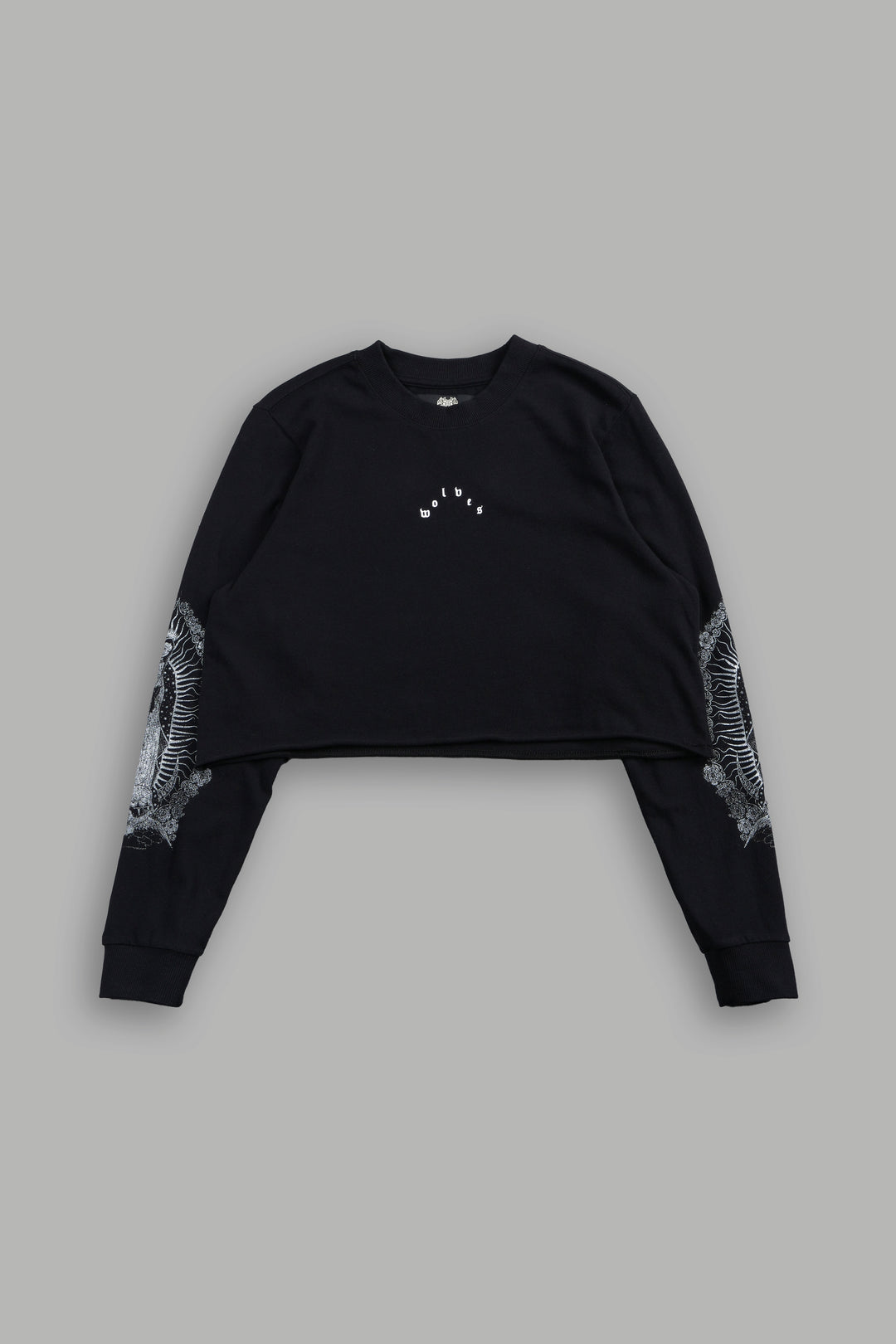 Nuestra Senora Premium Cropped Ls Tee In Black