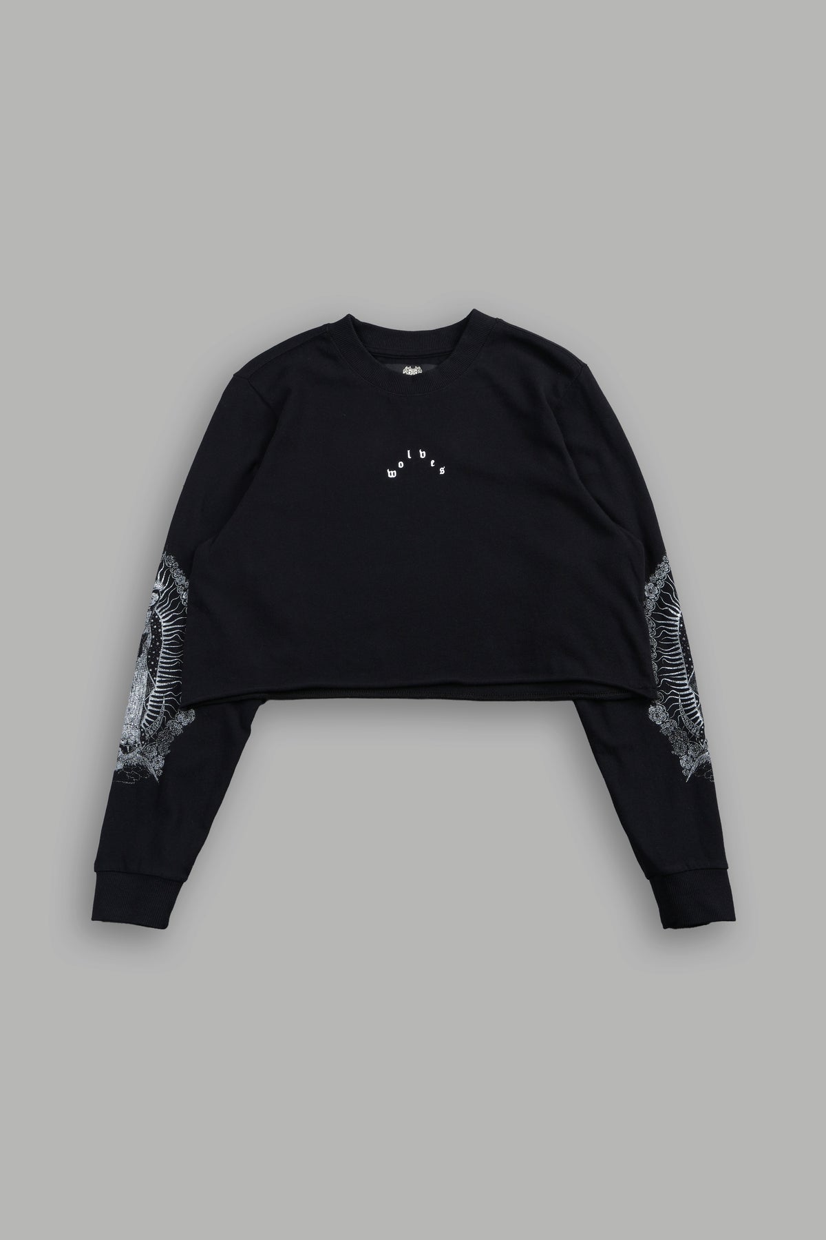 Nuestra Senora Premium Cropped Ls Tee In Black