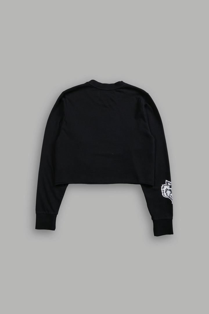 SSDDNFGU FRVR "Premium" Cropped L/S Tee in Black
