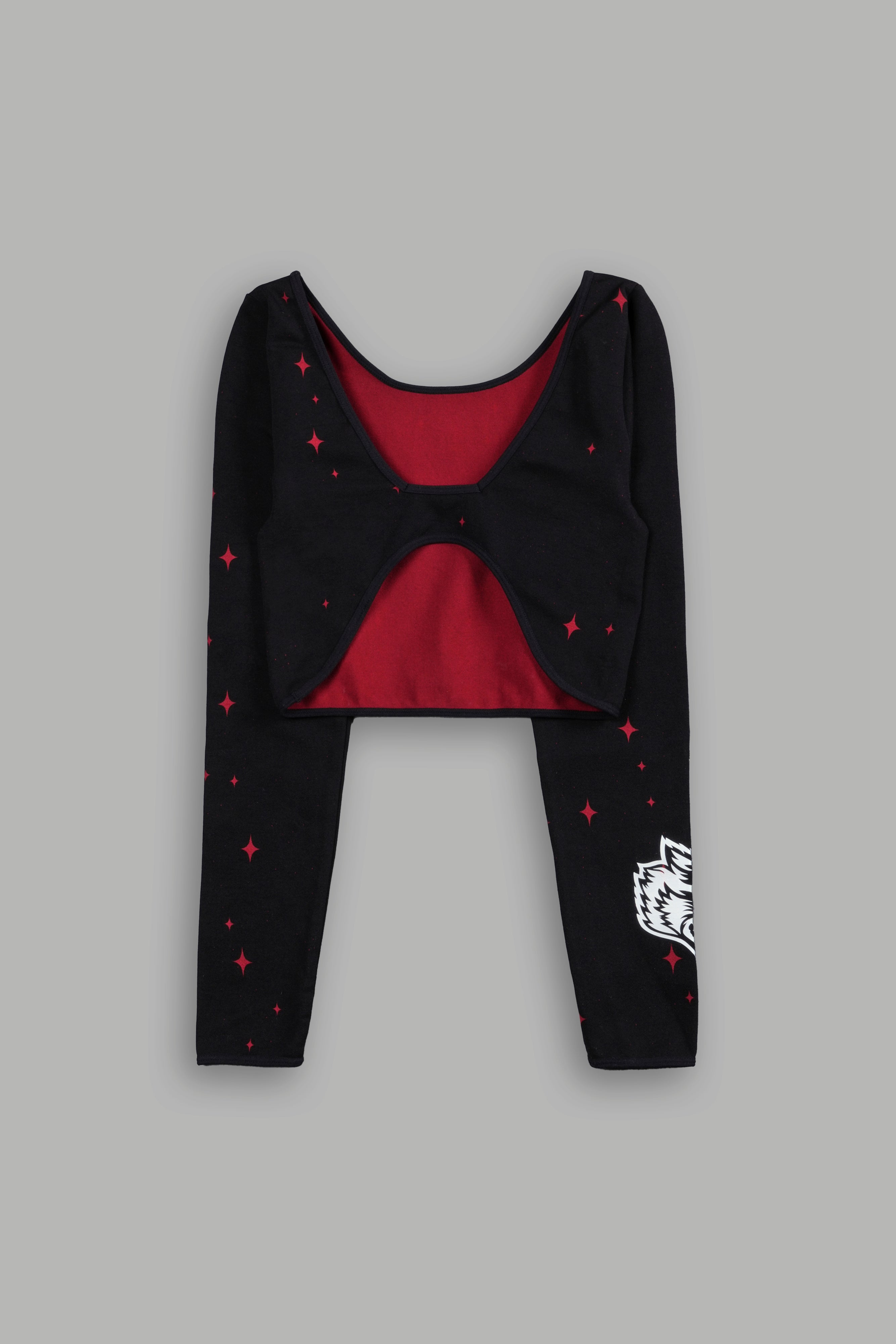 Darc Script "Everson Seamless" Chloe L/S Top in Black/Red Starry Night