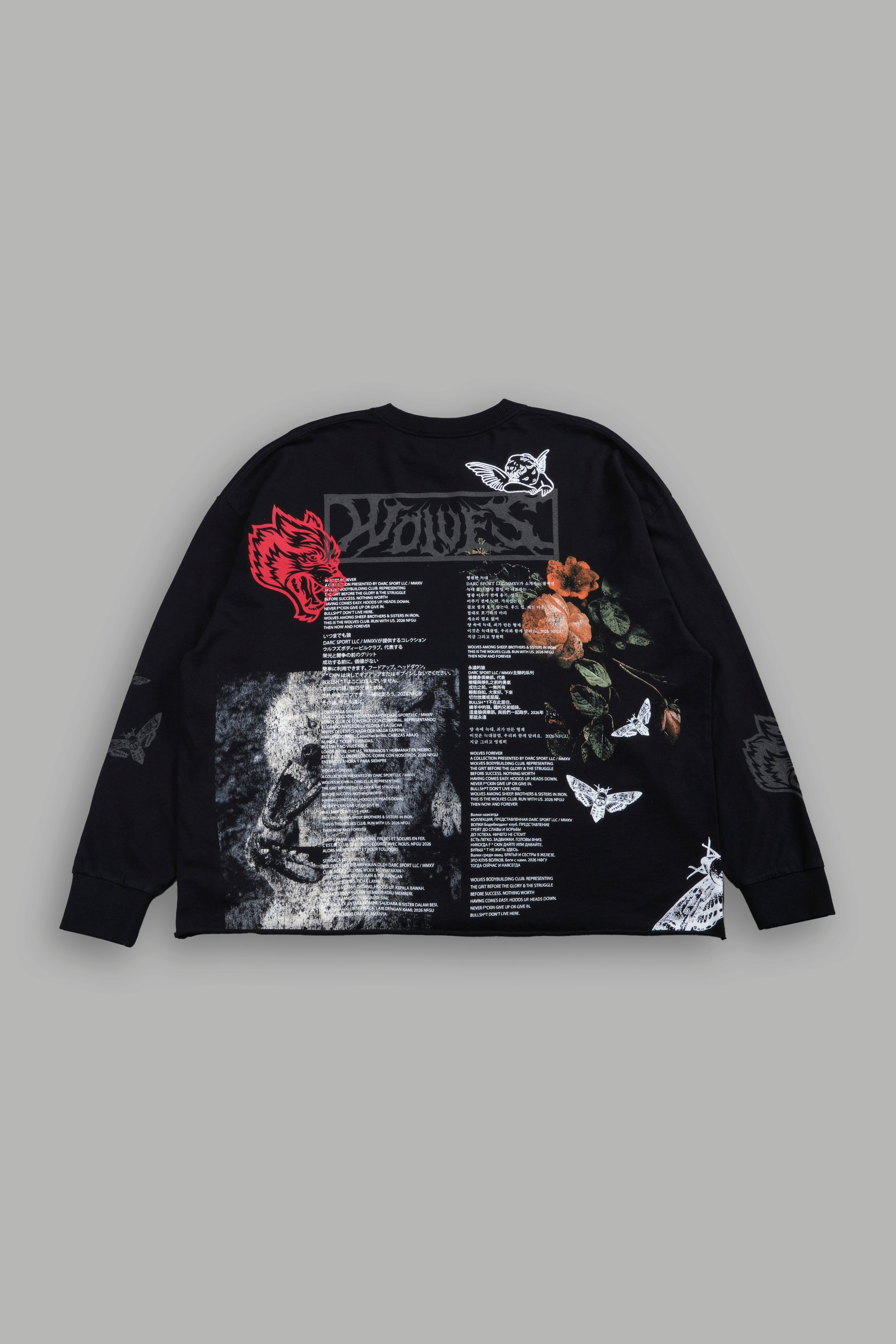 Wolves Valor Grunge Mid Length Raw Hem Ls Tee in Black – DarcSport