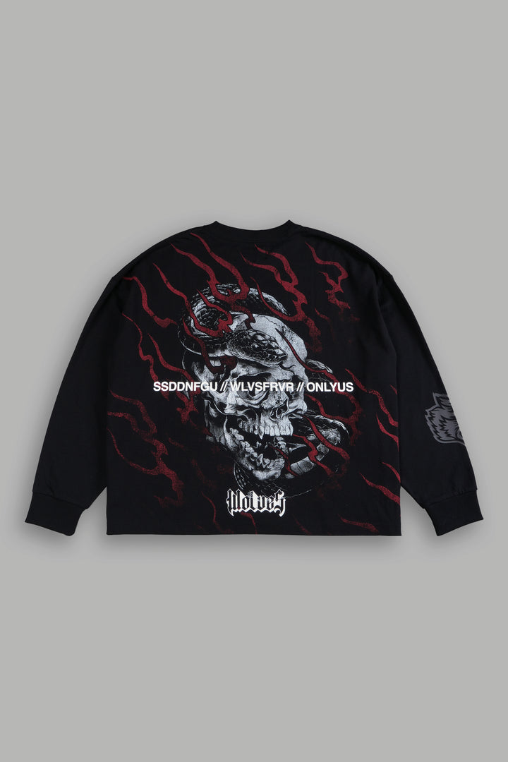 Forever Reborn Grunge "Box Cut" L/S Tee in Black