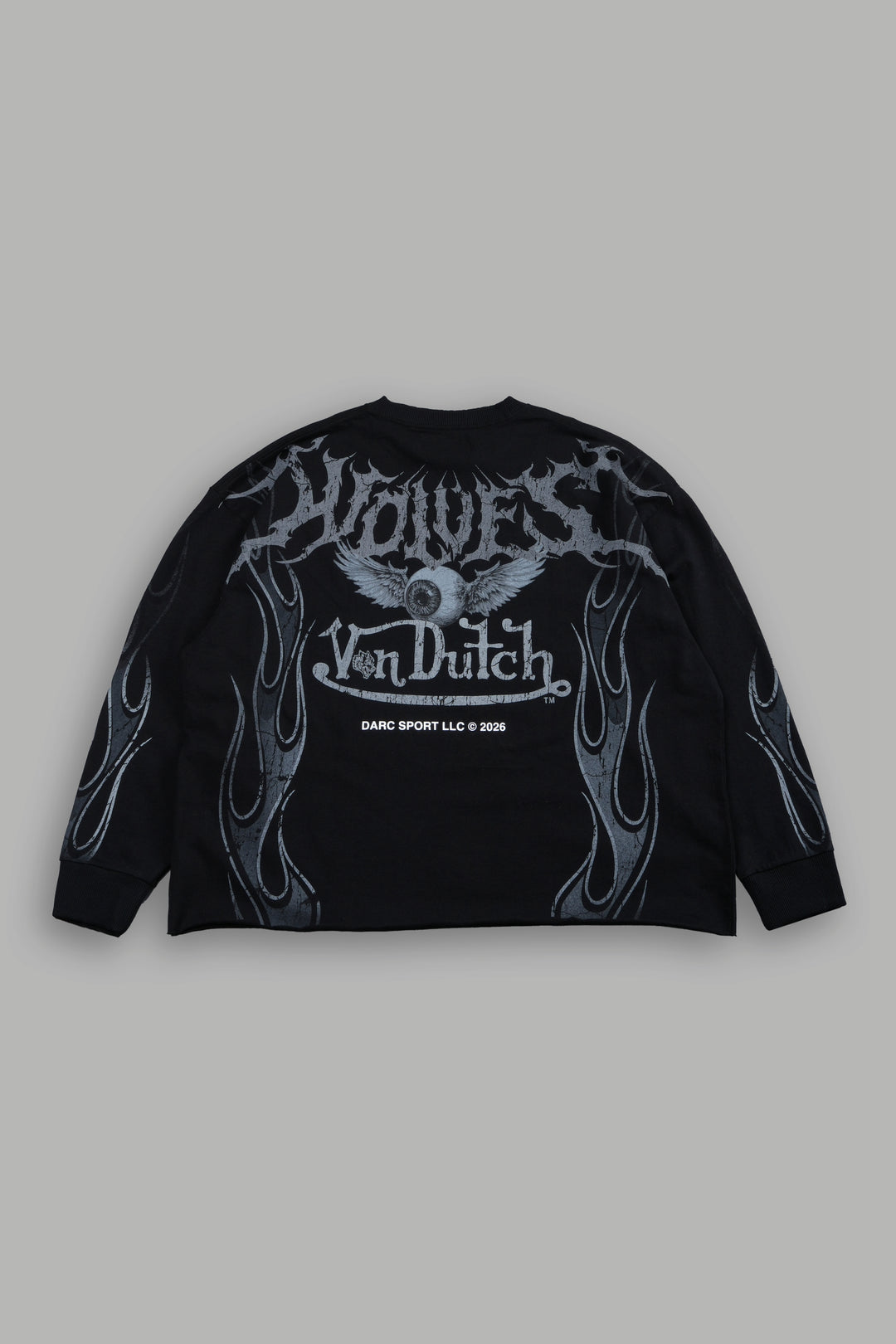 Take-Off Grunge Mid-Length Raw Hem LS Tee in Black