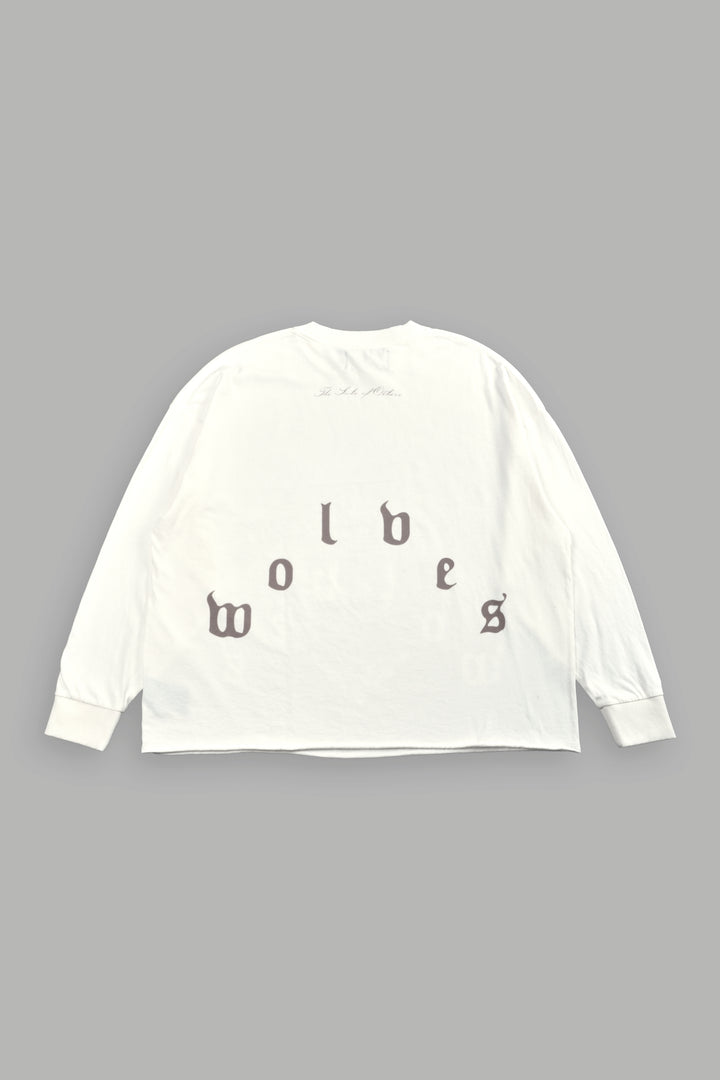 You Are the Reason Grunge Mid-Length Raw Hem LS Tee in Cream