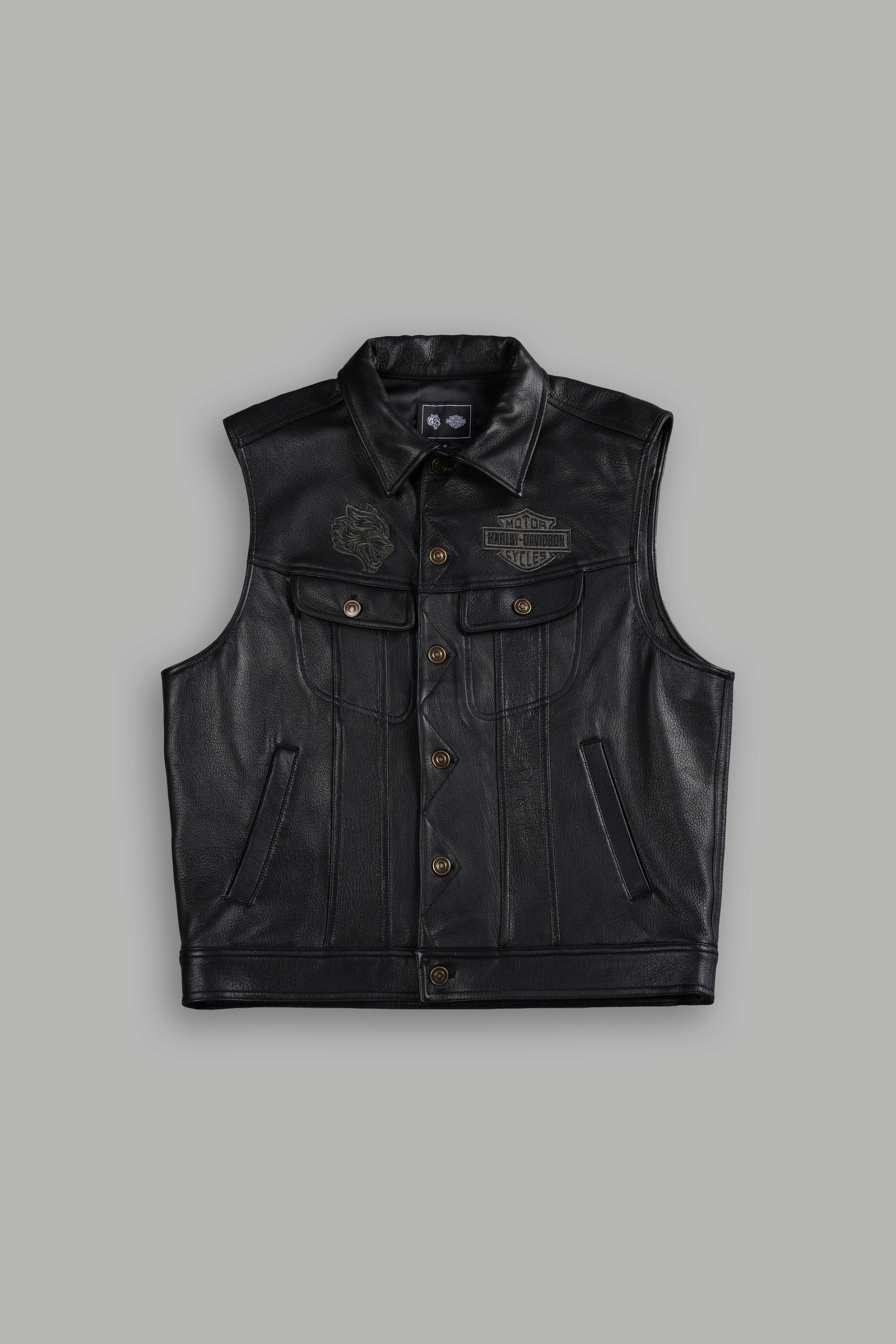 Harley-Davidson Wolves Rowan Genuine Leather Vest in Black