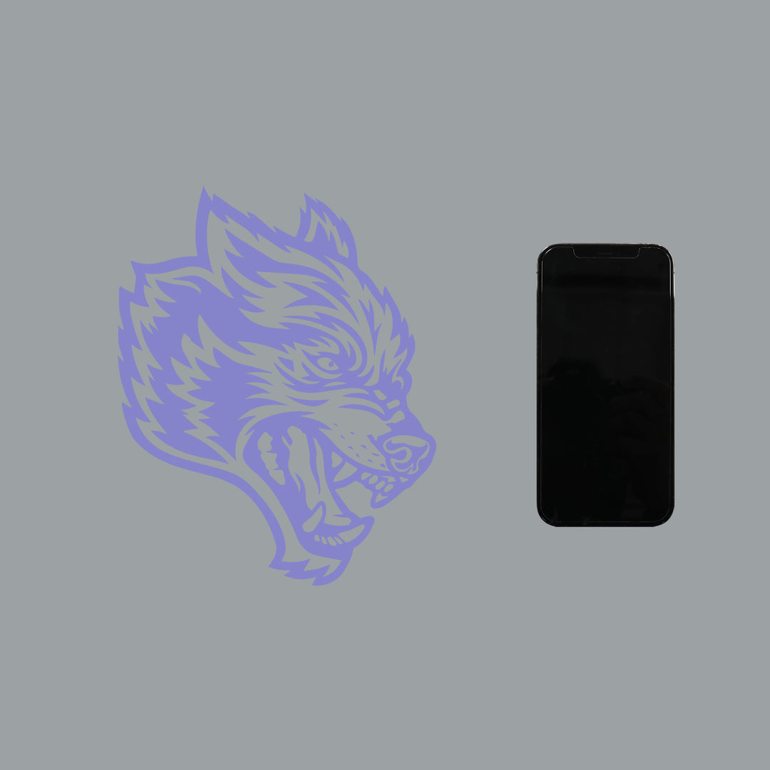 Big Wolf Head Decal Sticker In Norse Purple