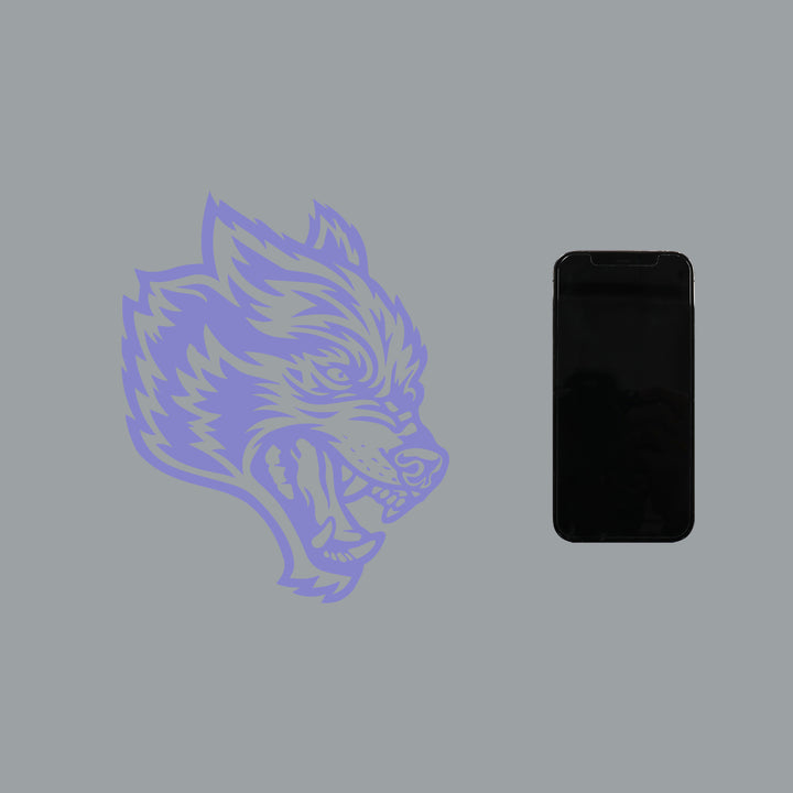 Big Wolf Head Decal Sticker In Norse Purple