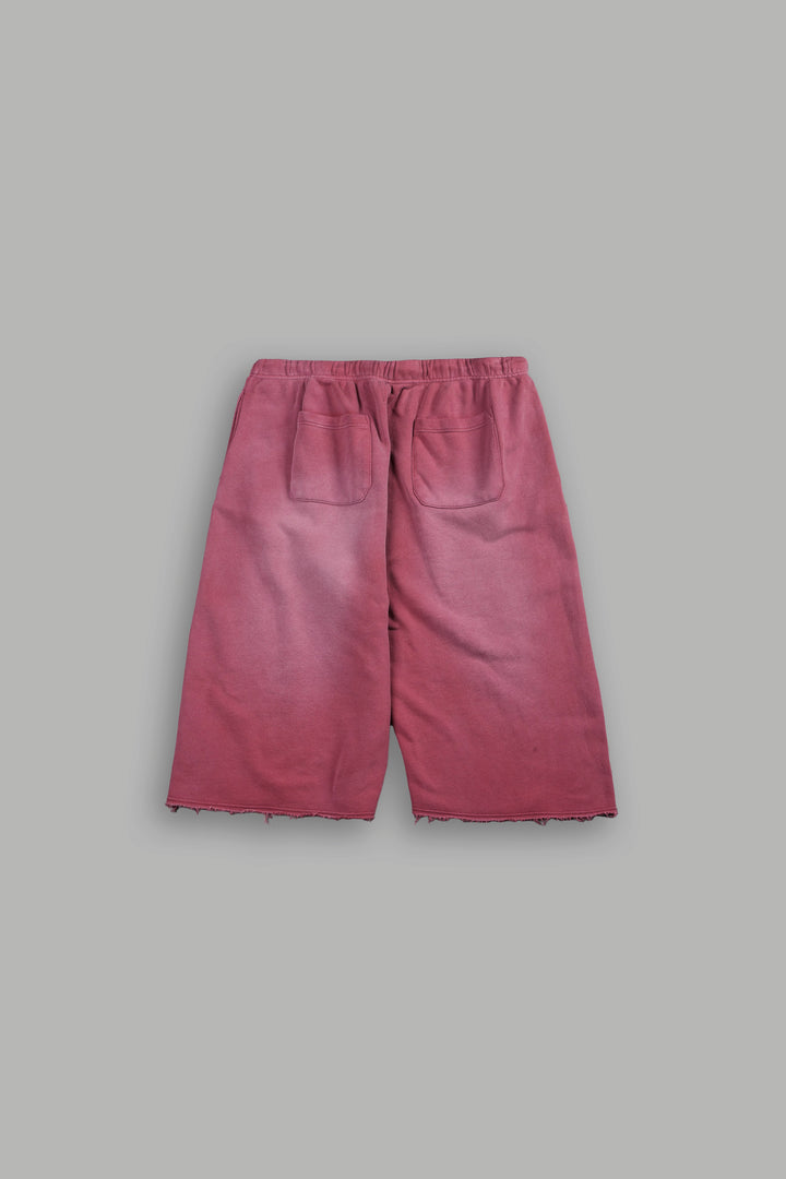 Dual Wolf Capri Sweat Pants In Cherry Red Super Sun Fade