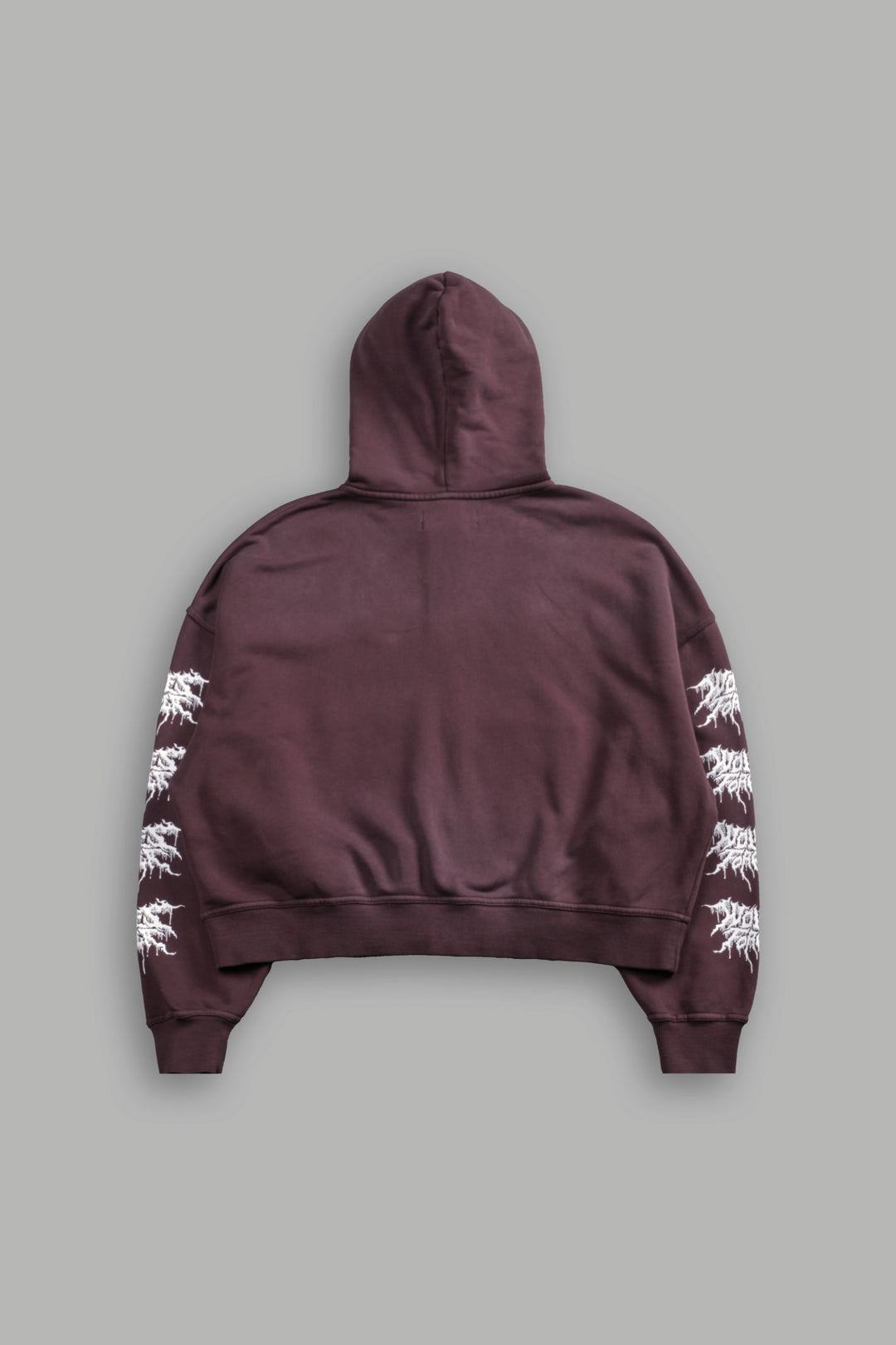 Drip Hesh Vex Double Zip Hoodie in Darc Garnet Drift Wash