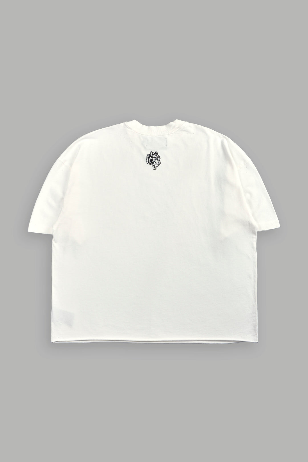 Oni Cherub Distressed Grunge Mid Length Raw Hem Tee in Cream