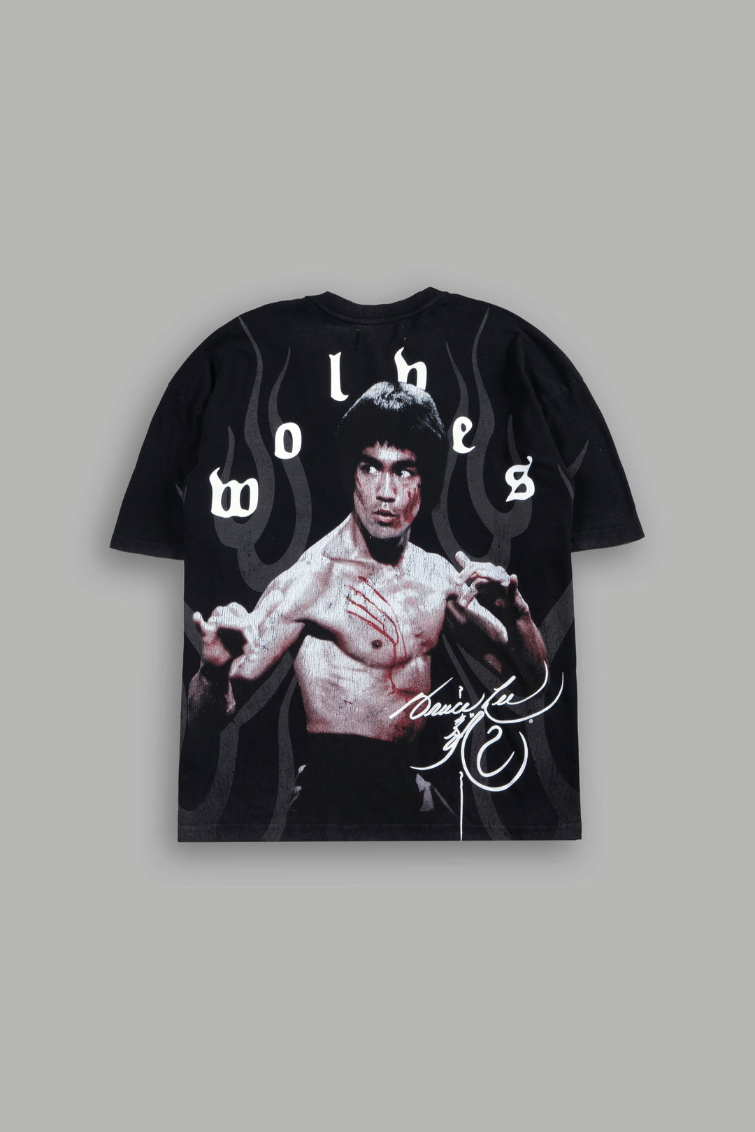 Bruce Lee Flame Premium Oversized Tee in Black